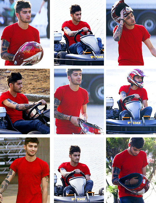 sstyles:  Zayn riding a Go-kart today x 