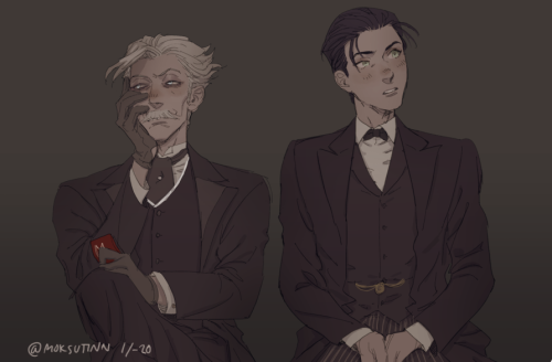 moksutinn: FGO Moriarty and Sherlock but dressed in SH 1984 -series’ (Granada) outfits