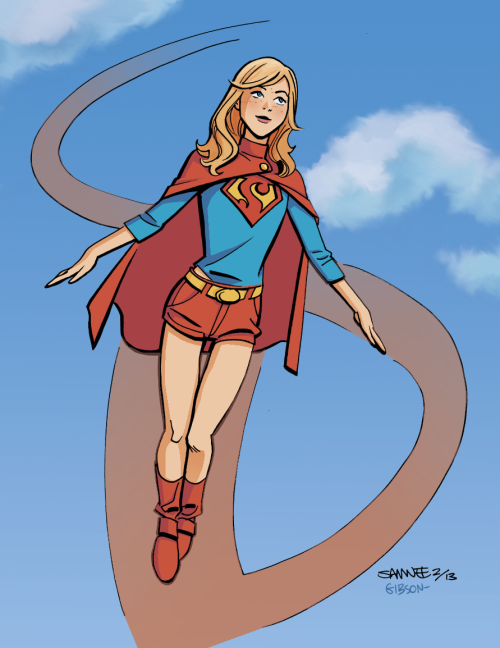 jordangibson:  Over the weekend I got this in my inbox and freaked out! My buddy Chris Samnee drew his version of that Supergirl design I did recently and I liked it so much I threw some colors on it! 