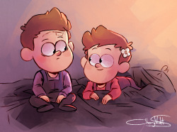 cherryviolets:  I don’t have enough time to draw something, so sorry guys.thoughts about babis Pines twins make me howl because of how cute it is, nuuaah