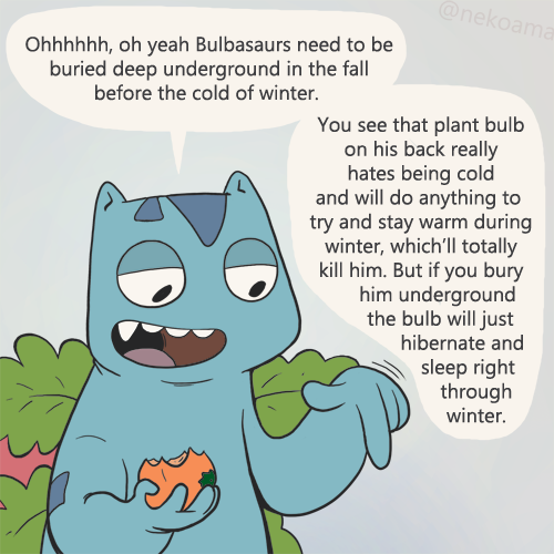 nekoama: Bulbasaur in fall, part 3.  Patreon | Instagram  > .<