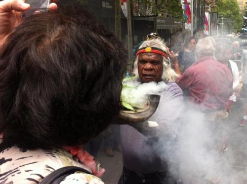 black-australia: Aboriginal elders held a traditional cleansing smoking ceremony outside the Lindt C