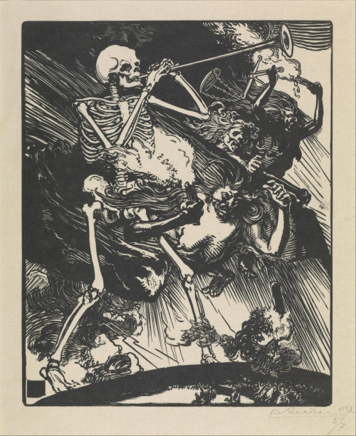 gvstradamvs:  DEATH AND PASSIONS DESCENDED UPON THE WORLDAuguste Louis LepèreWoodcut, 1914. 