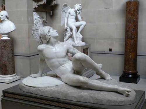 hismarmorealcalm:Achilles, wounded at the heel  Chatsworth House Sculpture Gallery