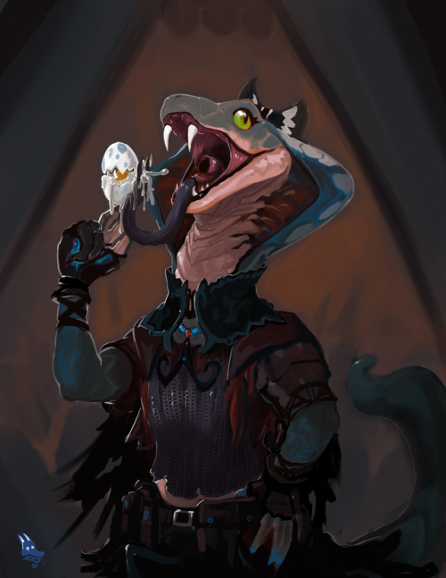 For @cuddly-coati who is playing this snake bard (snard) in my D&D game.
