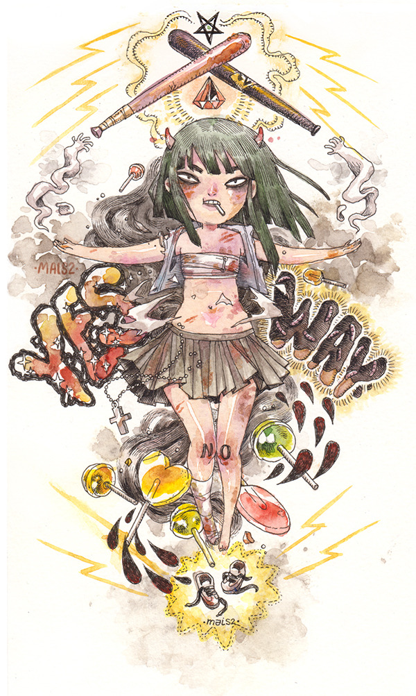 maisdue:  colored just for fun  few days ago. watercolors are fun ( she said after