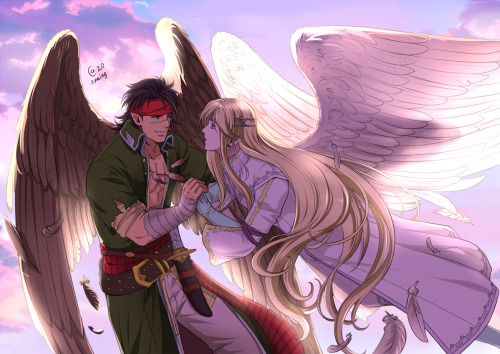  Tibarn and Reyson from Fire Emblem games. Coloured. Continuation of my “marriage” serie