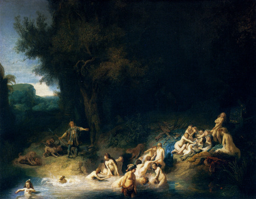 a-l-ancien-regime:RembrandtDiana Bathing, with the Stories of Actaeon and Callisto1634Private Collec