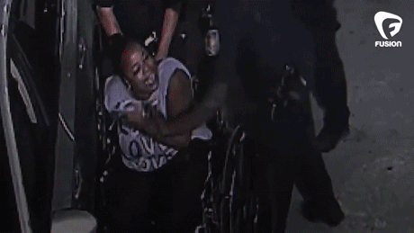 thingstolovefor:   Texas police knock woman out of wheelchair, Taser her while handcuffed     The 36-year-old woman being shocked twice with a taser, once when she was on the ground and already handcuffed.      Senior Deputy Thomas Gilliland confirms
