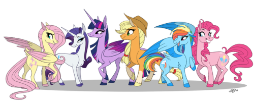 probablyfakeblonde:  Testing my new style on the Mane 6! Got them all together and then separate! 