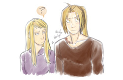 rinrinidraws:  I did one doodle of Ed and it turned into this. I’m convinced Ed was still a blushy dork with Winry even after they were a couple 