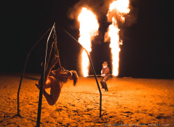 tendrra:  Tendrra tied by BenHart with fire by DamienFlameShow. Photo by Woodenpunk, October 20, 2015  