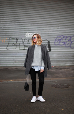 allblackerrthingus:  gap:  Styld.by Holiday ‘13 Blogger Adenorah rocks a minimalist outfit with a sporty touch. She loves to mix a blouse and a Gap sweater with sneakers for a preppy and sporty look. See more on Styld-by.com.  Everything Hip-hop/Fashion