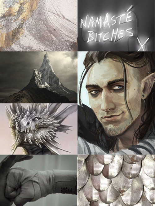 I was tired so I made some OC moodboards. In order: Fael Lavellan, Fley’Rani, Orion Aster, Claudia V