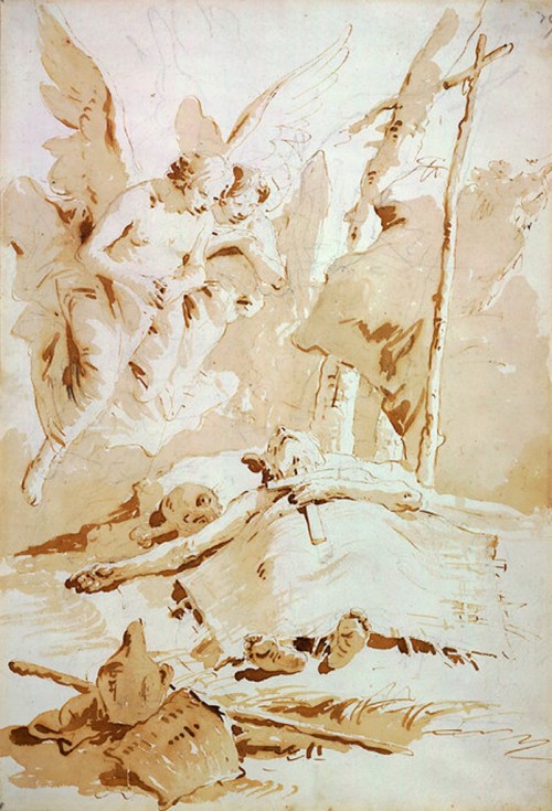 giovanni-battista-tiepolo: Death of Saint Onophrius (?), Giovanni Battista Tiepolo, 18th century, Ha