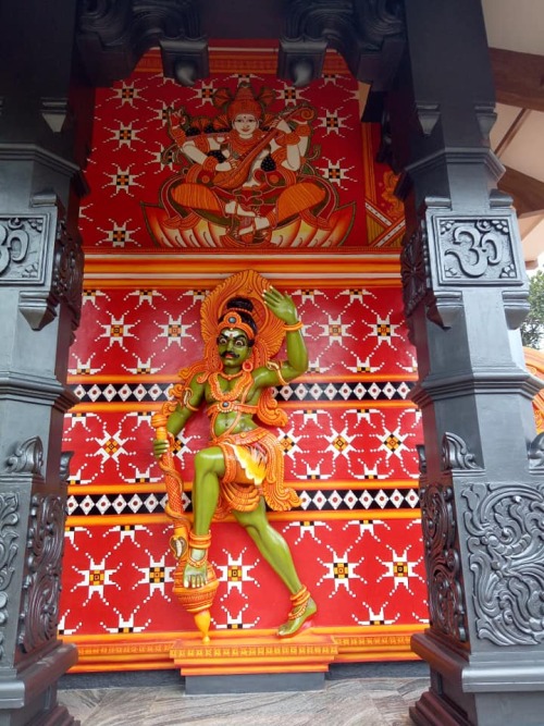 Temple gate and dwarapalakas (gate guardians), paintings and photos by Tharun Vasudevan, Kerala