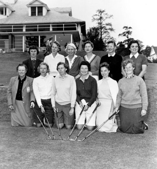 Members of the LPGA international team at the Titleholders tournament in Augusta. Kneeling in front,