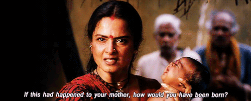 trishathebrown:  tokomon:  The baby girl that was born just a few hours ago… her father wants to drown her in milk because he didn’t receive a male heir!Rekha as Ramdulaari // Lajja (2001)  This is why it angers me when people reduce Bollywood to