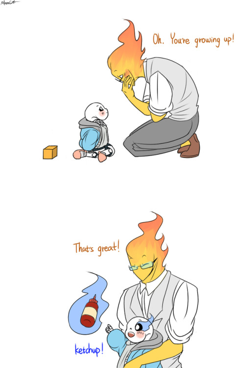 mooncatyao: [Practice-1] Grillby & little Sans <First part>(Previous)/(NEXT)[GLS timeline]​ 