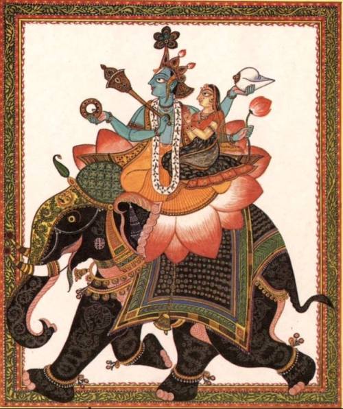 Vishnu and Lakshmi on elephant by Keshav Venkataraghavan