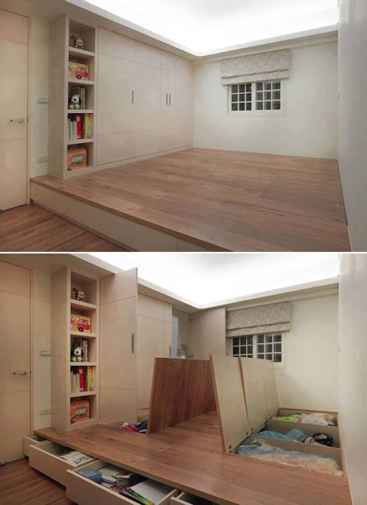 cheap-sheds:  Awesome storage solution- raised floor boards 