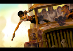 flamethrowing-hurdy-gurdy:  celine-kim:  Imperator Furiosa Everyone should go and watch Mad Max!!  “Furiosa get back inside the goddamn car or so help me!!!” 