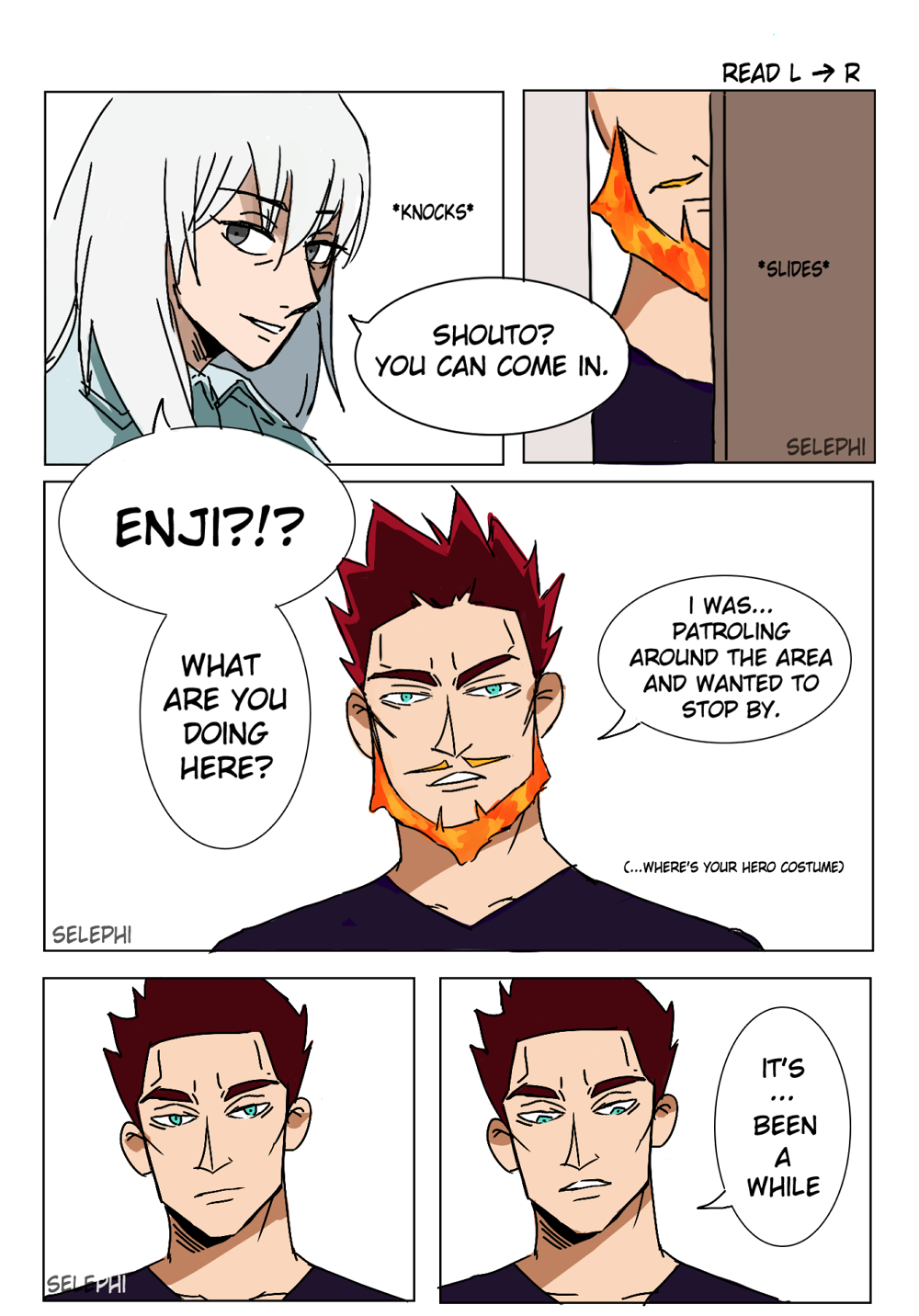selephi:  Continuation of @blamedorange‘s comic! Endeavour’s char dev for a