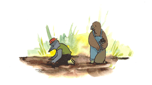 aurorepeuffier:gardening with birds. done with tvpaint