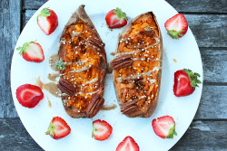 dailyoats:  Baked sweet potato with natural