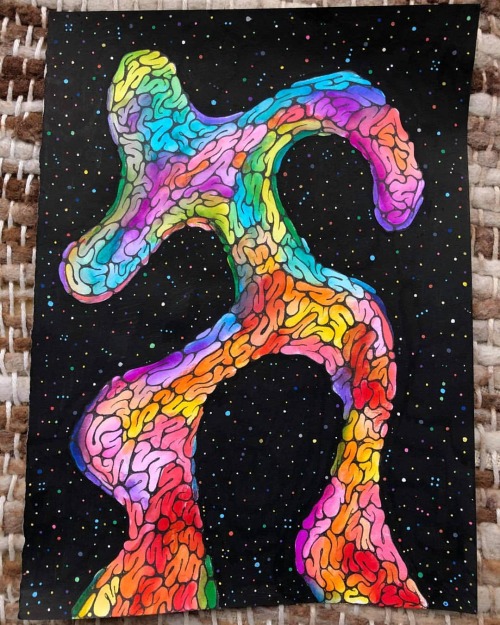Galactic wobble people. Part of #a4for5 for @collaborativepaintinguk watercolours, fineliner and pos