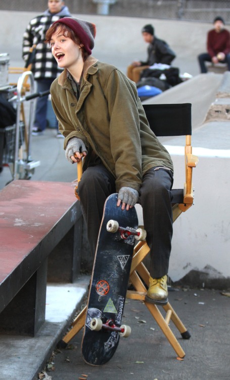ellefanningplace:   Elle Fanning on the set of his new movie Three Generations on Monday ( November 10 ) in NYC .  