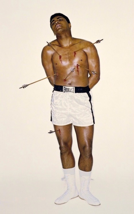 skeletononastring:aconissa:Carl Fischer, Muhammad Ali as Saint Sebastian, 1967‘(Ali) was deep in tho
