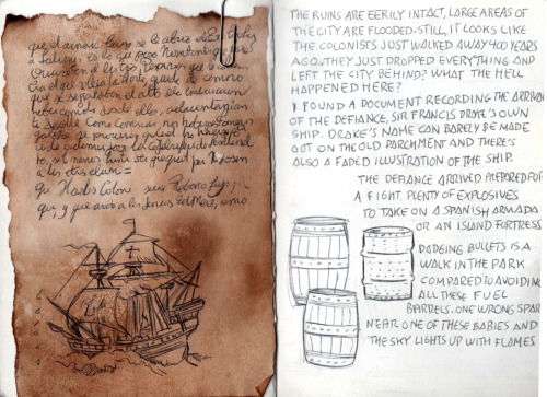 Uncharted I: Nathan Drake’s journal extra pages. Elena’s journal was published as promo material bac