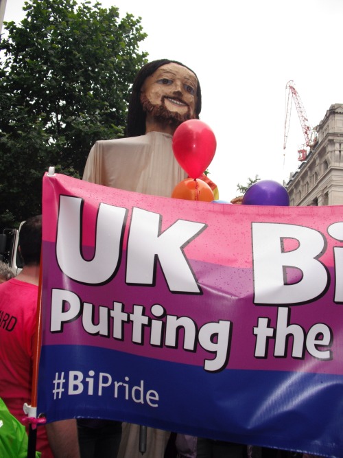 j-applebee:  London LGBT Pride 2014 was the biggest one ever! There was a huge visible bi presence, with over sixty in the bisexual marching group. The wet weather didn’t dampen our spirits too much, and even the biphobic remarks shouted by fellow marcher