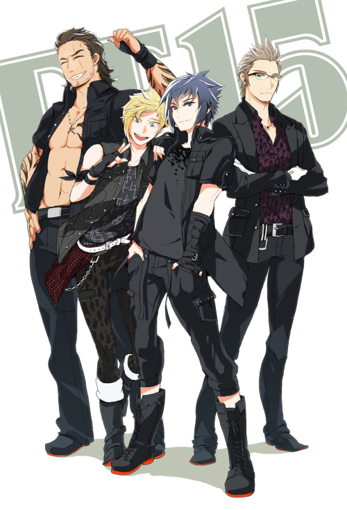 fuckyeahffboys: Gladiolus, Prompto, Noctis + Ignis (FFXV) | けいすけ