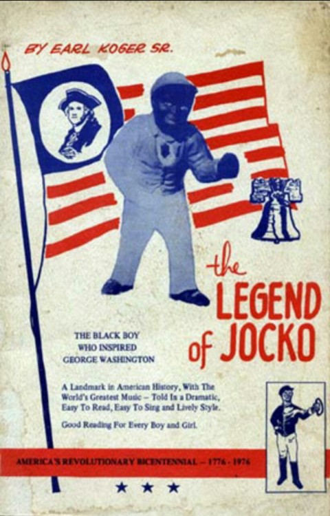 wakeupslaves:  The African-American lawn jockeys often had exaggerated features, such as big eyes with the whites painted in, large red lips, large, flat nose and curly hair. These pieces were typically painted in gaudy colors for the uniform, with the