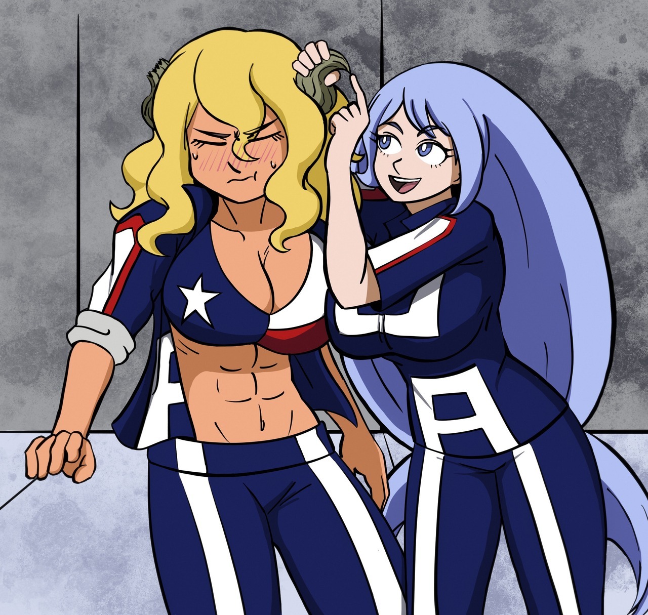 vicsagod: Another Boku No Hero Academia Commission, Nejire prodding at Ushi’s horn