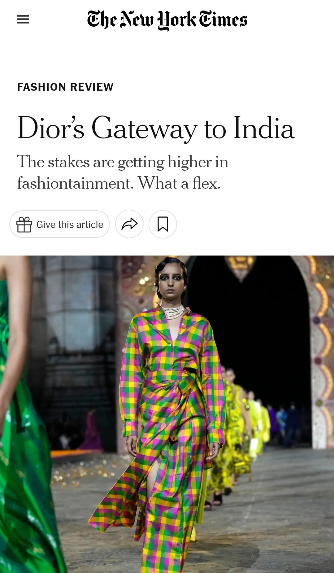 Dior's Gateway to India - The New York Times