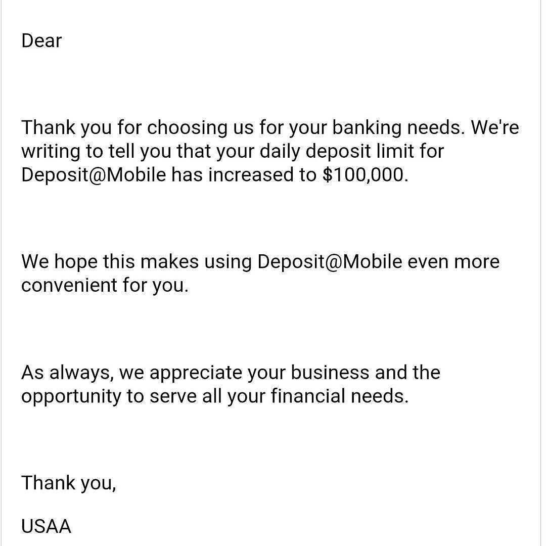 Haha. Thanks USAA. I will start depositing $100,000 a day&hellip;! I will get