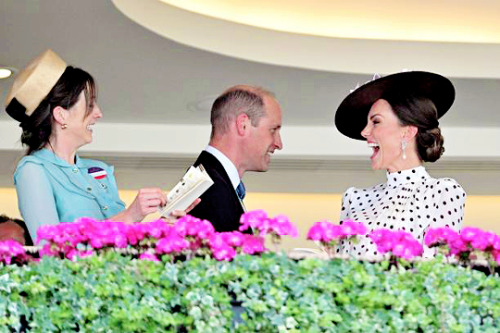 theroyalsandi:The Duchess of Cambridge seen laughing with Martha Vestey as she attends the fourth 