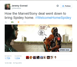 onerifle:  Probably the most accurate reaction to the Spiderman announcement.Thanks to webbut for finding this.