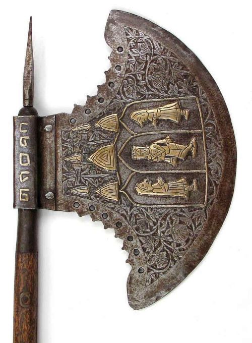 art-of-swords: Indian Battleaxe Dated: mid-late 19th century Measurements: overall length 77 cm