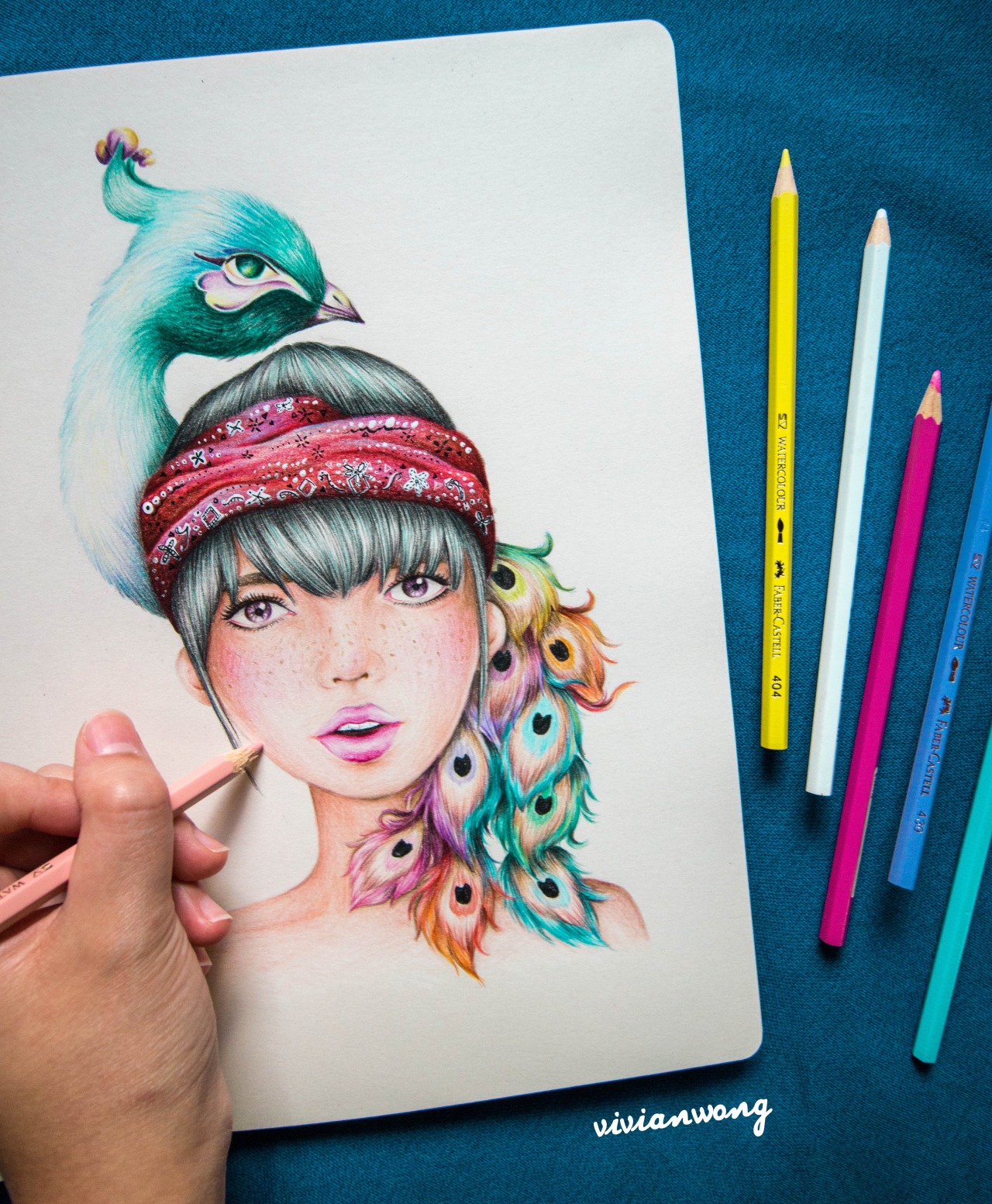 Peacock feather Tutorial - Coloured pencils - STEP BY STEP ART
