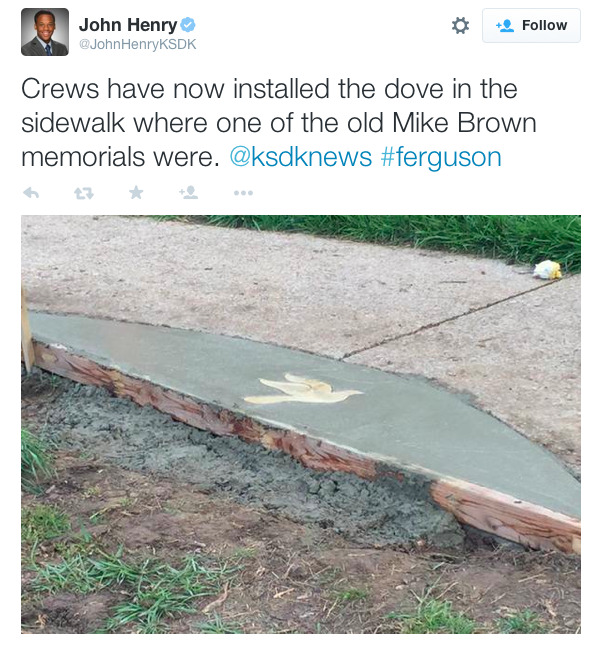 justice4mikebrown:  May 21As requested by the Brown family, workers resurface the