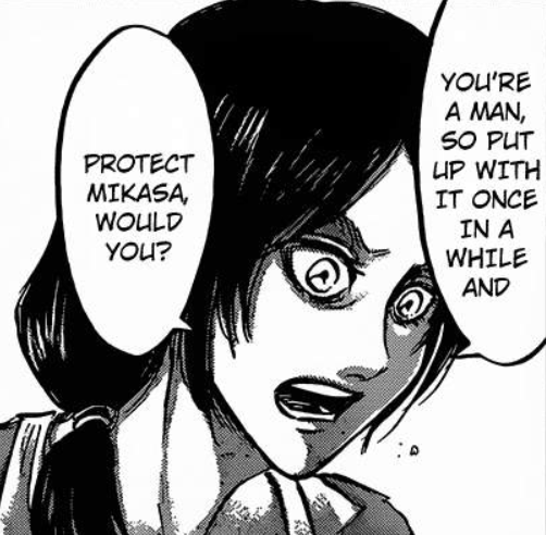 thatsonofamitch:  mikasa lays down the law 