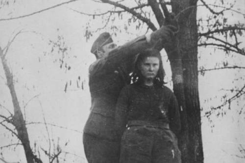congenitaldisease:Lepa Svetozara Radić was a Bosnian Serbmember of the Yugoslav Partisans during WWII. She was hanged by the Nazis in February of 1943 at the age of 17. She had been caught after shooting at Nazis. As the noose was tied around her neck, she shouted: “Long live the Communist Party, and partisans! Fight, people, for your freedom! Do not surrender to the evildoers! I will be killed, but there are those who will avenge me!”In 1951, she was posthumously awarded the Order of the People’s Hero. #women in war #wwii#ww2#partisan#death tw#hanging tw
