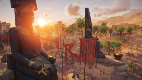 Siwa Oasis Amon statues, Egypt, reconstruction made by Ubisoft for the game Assassin’s Creed.