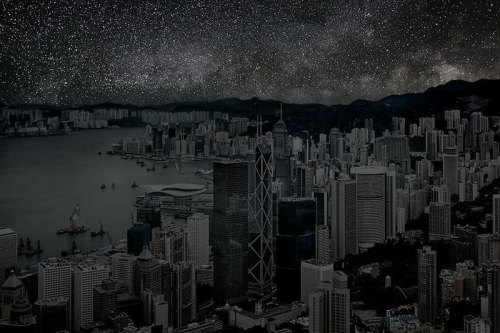 Darkened Cities (Villes Éteintes) by Thierry Cohen  Since 2010 Thierry Cohen has devoted himself to a single project – “Villes Éteintes” (Darkened Cities) – which depicts the major cities of the world as they would appear at night without light