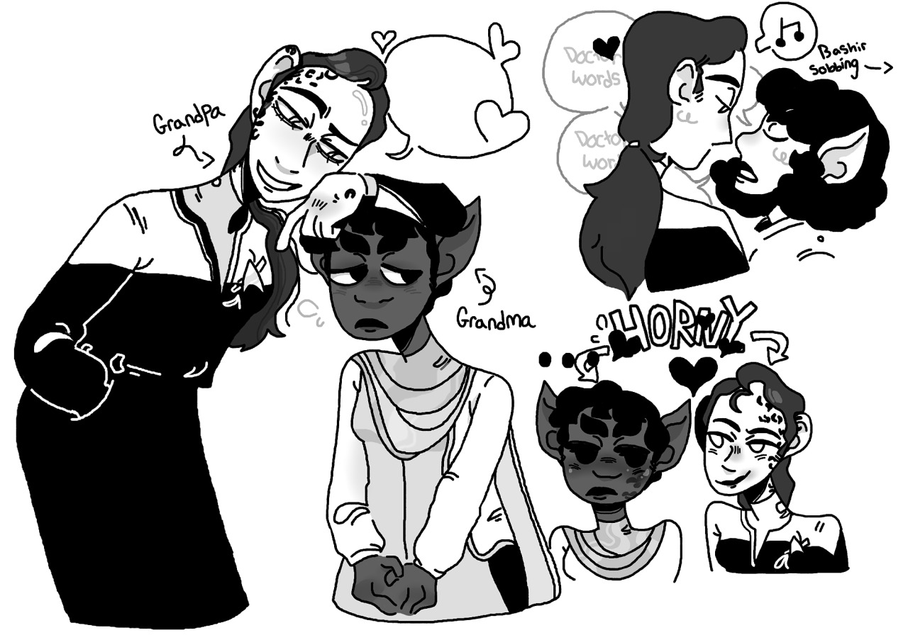 Jadzia/T’Pel
I want to participate in the star trek rarepair trend too v_v #I want to participate but also I cant bear to draw anyone that isnt Tuvok or TPel  #Also even for rarepairs I try to put my all into it sooo  #Jadzia/TPel is a mostly physical relationship though theres a tiiiny crush element  #but TPel is too busy to fully indulge in it  #Shes at ds9 to find info on her missing husband and instead finds this charming old soul  #and they have long discussions which Jadzia occasionally interrupts by being a lil goofy #st voyager#ds9#ds9 art #star trek rare pair  #star trek art #Jadzia art#TPel#TPel art #I also just think its cute/funny that theyre both SO much older than they look  #they both look like theyre in their early 30s but ones 100+ and the others 90 something #Jadzia Dax #Jadzia Dax art  #Also I think itd be funny if their husbands were also having a thing  #Tuvok & Worf exchanging flowers and reading poetry while their wives get DOWN in the next room  #always stumbling out with frazzled hair and lipstick marks  #star trek rarepair