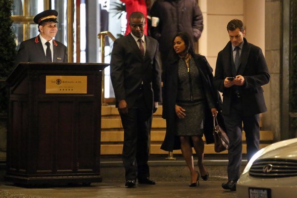 shades-darker-freed:  Jamie Dornan &amp; Robinne Lee on set (March 15, 2016)